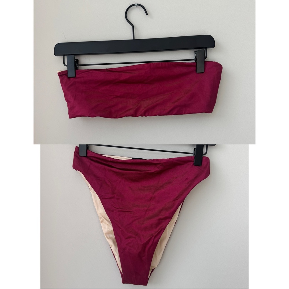 La Hearts Burgundy bandeau Bikini Set - Small